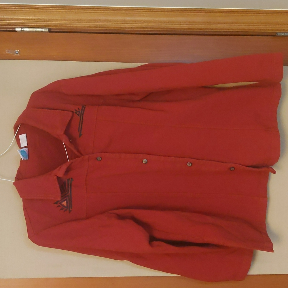 WEK Woman Native American Western Style Button Down VTG Long Sleeve Shirt Size M